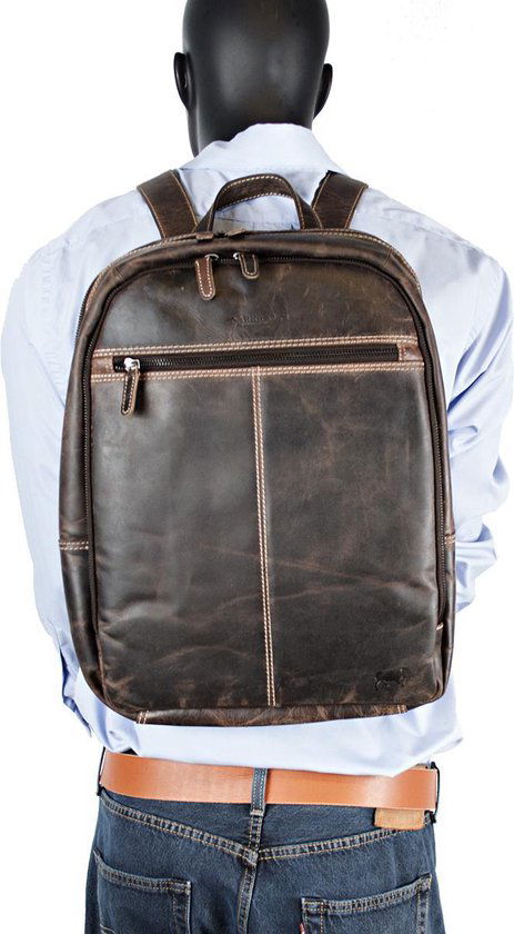 Rugzak dames leer of rugtas heren leer donkerbruin leer donkerbruine - Arrigo Leather Goods