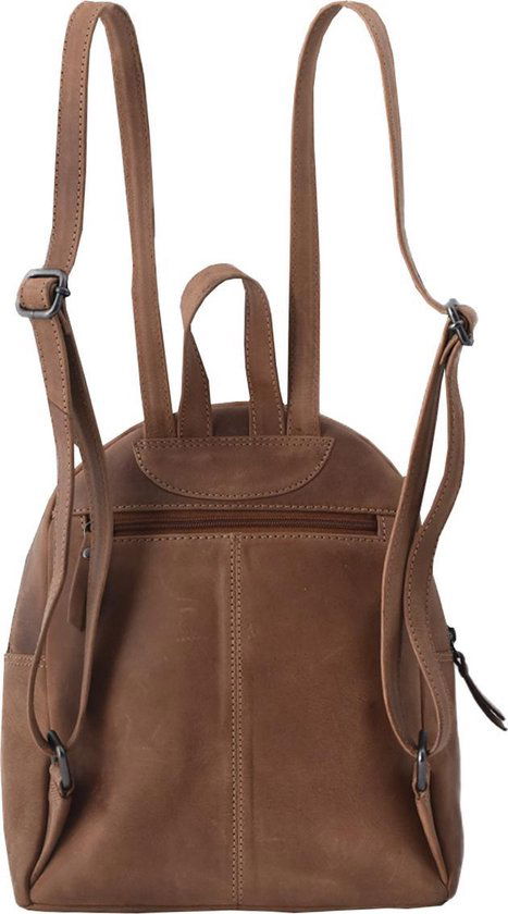 Rugzak dames met kroko print lichtbruin leer backpack dames leren - Arrigo Leather Goods