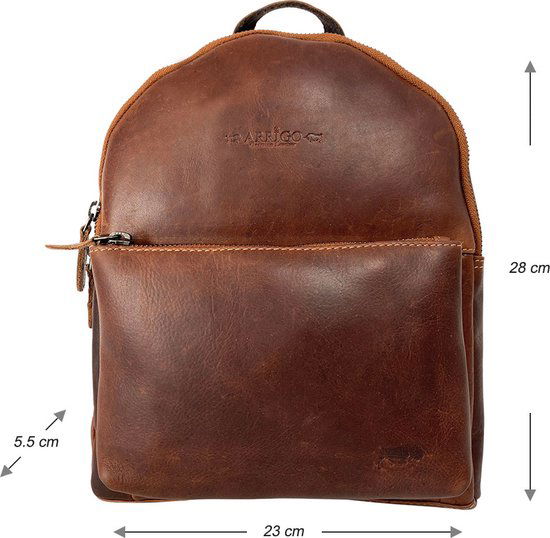 Rugzak dames rugzakje rugtas kleine rugzak leren rugzak leer cognac - Arrigo Leather Goods