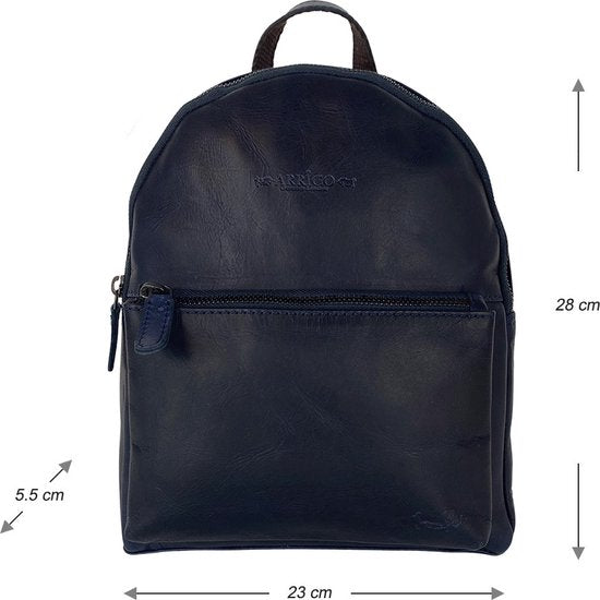 Rugzak dames rugzakje rugtas kleine rugzak leren rugzak leer donkerblauw - Arrigo Leather Goods