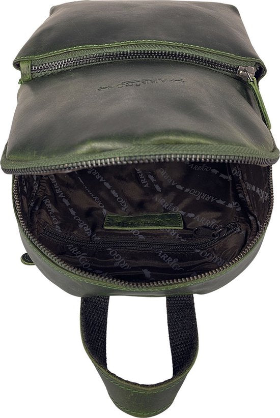 Rugzak dames rugzakje rugtas kleine rugzak leren rugzak leer groen - Arrigo.nl
