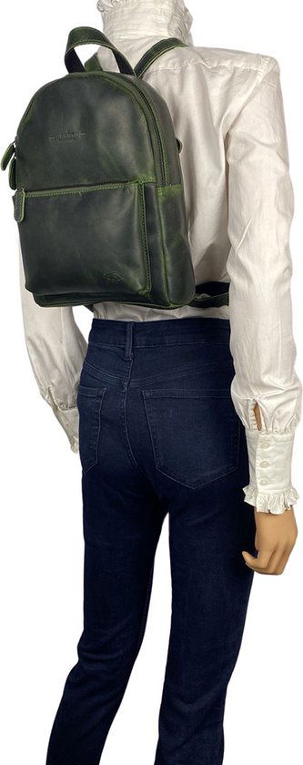Rugzak dames rugzakje rugtas kleine rugzak leren rugzak leer groen - Arrigo.nl