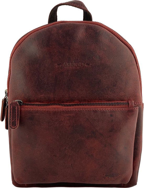 Rugzak dames rugzakje rugtas kleine rugzak leren rugzak leer rood - Arrigo Leather Goods