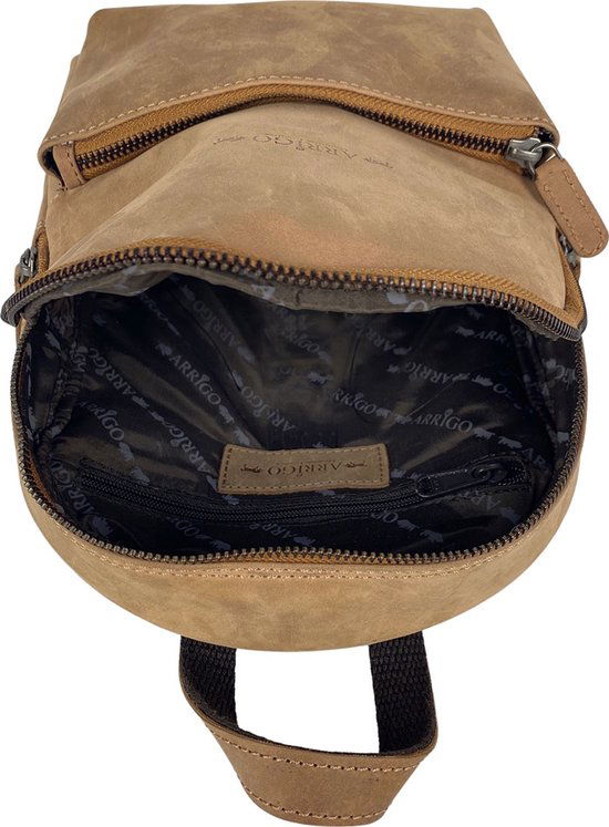 Rugzak dames rugzakje rugtas kleine rugzak leren rugzak leer taupe - Arrigo Leather Goods