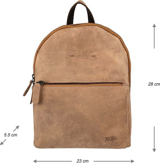 Rugzak dames rugzakje rugtas kleine rugzak leren rugzak leer taupe - Arrigo Leather Goods