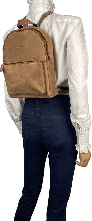 Rugzak dames rugzakje rugtas kleine rugzak leren rugzak leer taupe - Arrigo Leather Goods