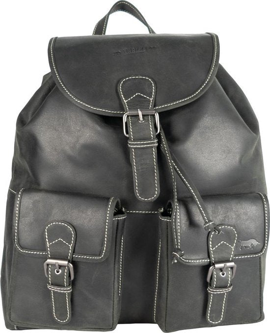 Rugzak van hip zwart buffelleer deze ruime rugtas heeft genoeg - Arrigo Leather Goods