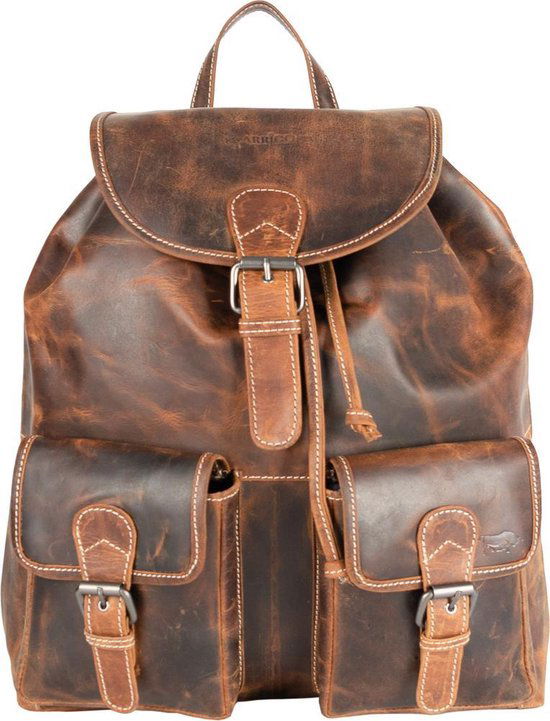 Rugzak van naturel buffelleer deze ruime rugtas heeft genoeg ruimte - Arrigo Leather Goods