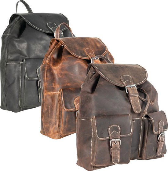Rugzak van naturel buffelleer deze ruime rugtas heeft genoeg ruimte - Arrigo Leather Goods