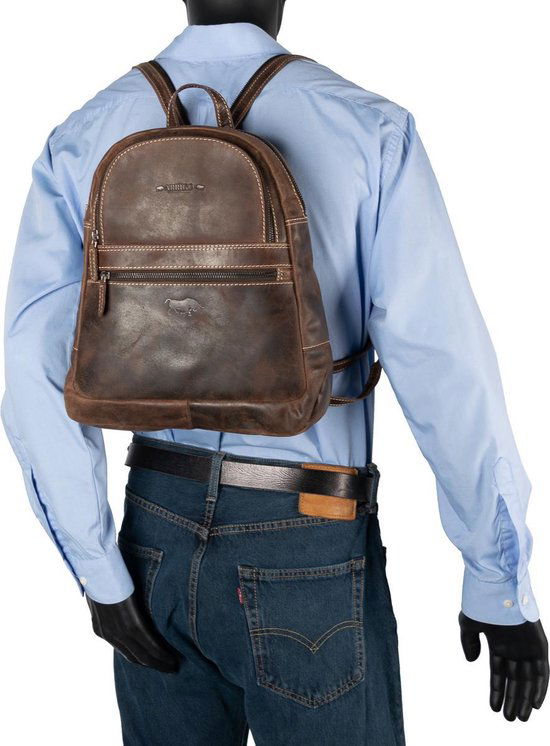 Rugzak van naturel donkerbruin buffelleer - Arrigo Leather Goods