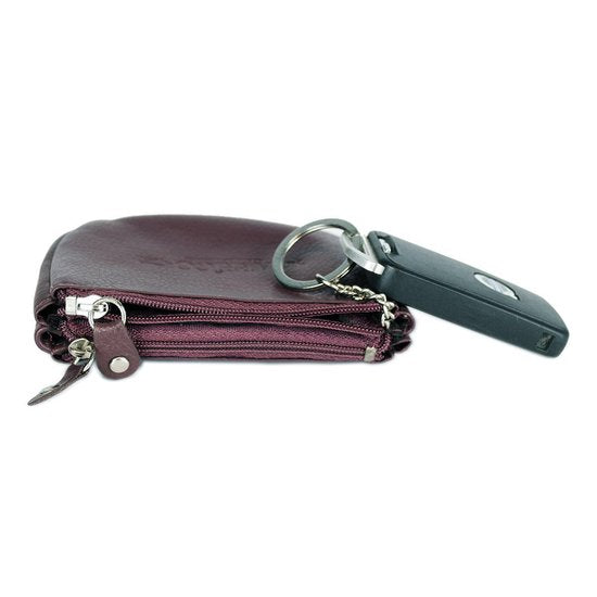 Rundleer Sleuteletui - Bordeauxrood met 2 Sleutelringen - Arrigo.nl