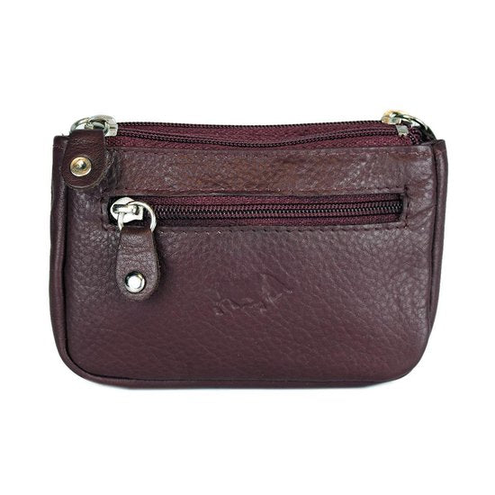 Rundleer Sleuteletui - Bordeauxrood met 2 Sleutelringen - Arrigo.nl