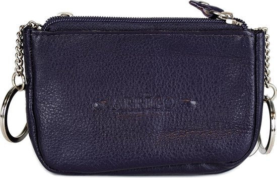 Rundleer Sleuteletui - Donkerpaars met 2 Sleutelringen - Arrigo.nl