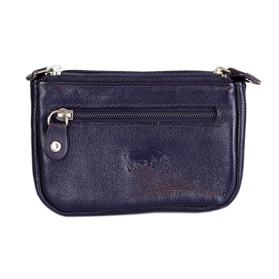 Rundleer Sleuteletui - Donkerpaars met 2 Sleutelringen - Arrigo.nl