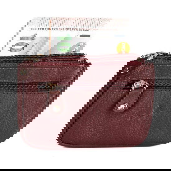 Rundleer Sleuteletui - Donkerrood met 2 Sleutelringen - Arrigo.nl