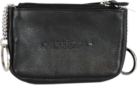 Rundleer Sleuteletui - Zwart met 2 Sleutelringen - Arrigo.nl