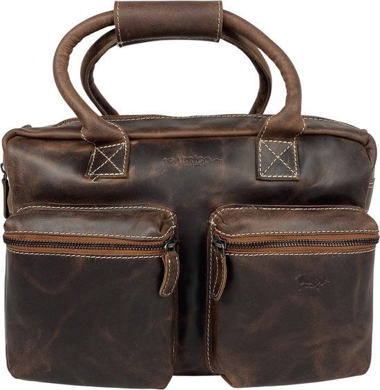 Schoudertas cognac cowboysbag laptoptas 13 inch buffelleer handtas arrigo - Arrigo.nl