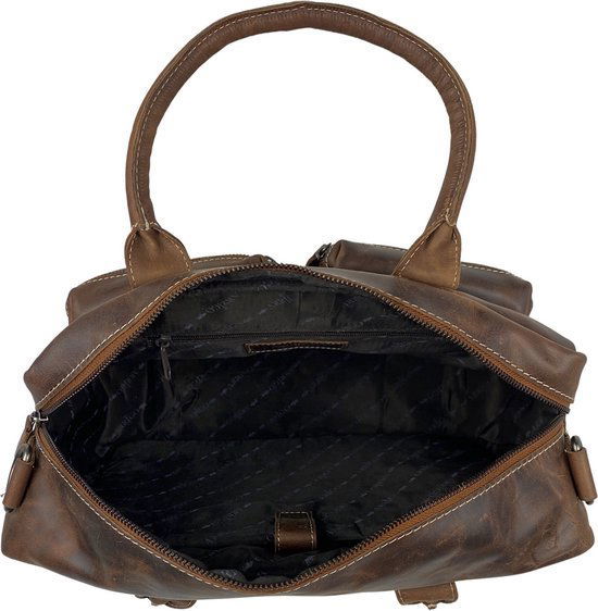 Schoudertas cognac cowboysbag laptoptas 13 inch buffelleer handtas arrigo - Arrigo.nl