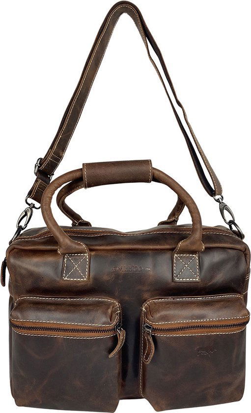 Schoudertas cognac cowboysbag laptoptas 13 inch buffelleer handtas arrigo - Arrigo.nl