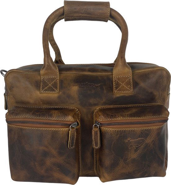 Schoudertas cowboybag grote tas werktas schooltas wax leer naturel kleur - Arrigo.nl