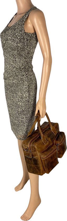 Schoudertas cowboybag grote tas werktas schooltas wax leer naturel kleur - Arrigo.nl