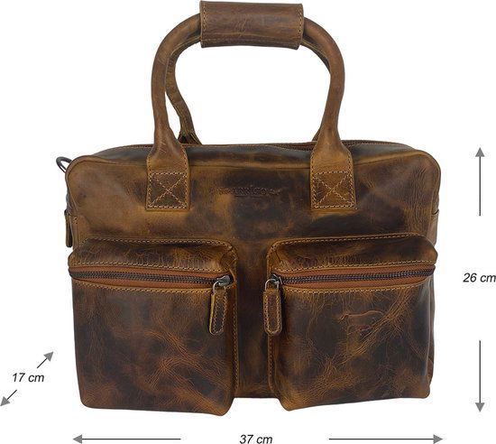 Schoudertas cowboybag grote tas werktas schooltas wax leer naturel kleur - Arrigo.nl