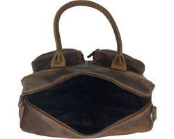 Schoudertas cowboybag grote tas werktas schooltas wax leer naturel kleur - Arrigo.nl