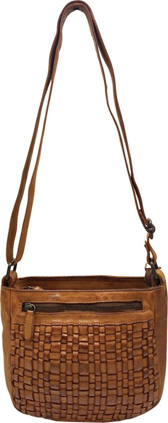 Schoudertas dames cognac echt leer arrigo - Arrigo Leather Goods