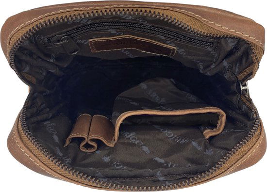 Schoudertas dames crossbody tas heren rundleer verstelbare schouderriem cognac - Arrigo Leather Goods