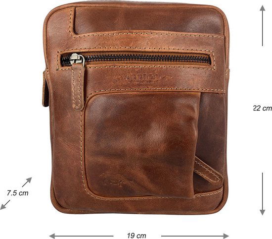 Schoudertas dames crossbody tas heren rundleer verstelbare schouderriem cognac - Arrigo Leather Goods