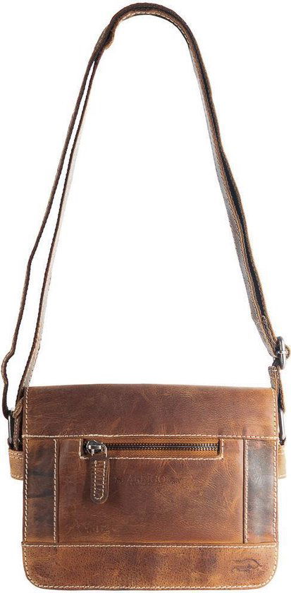 Schoudertas dames lichtbruin buffelleer met veel ritsvakken dames tas leer - Arrigo Leather Goods