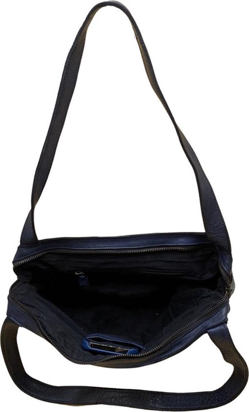 Schoudertas dames tassen donkerblauw gevlochten leer arrigo - Arrigo Leather Goods