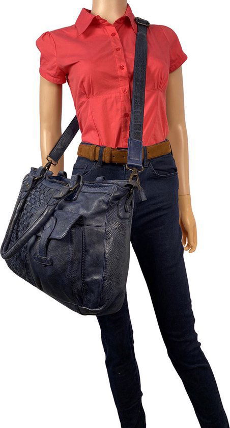 Schoudertas dames tassen schoudertassen vrouwen donkerblauw large arrigo - Arrigo.nl