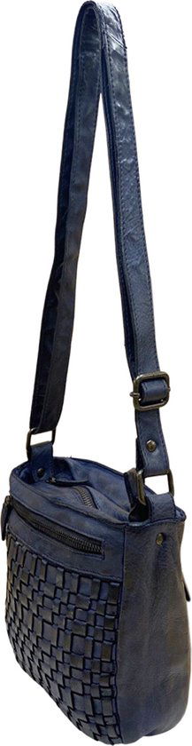 Schoudertas dames tassen schoudertassen vrouwen donkerblauw leer arrigo - Arrigo Leather Goods