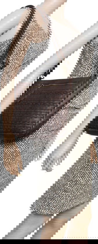 Schoudertas dames tassen schoudertassen vrouwen donkerbruin arrigo - Arrigo Leather Goods