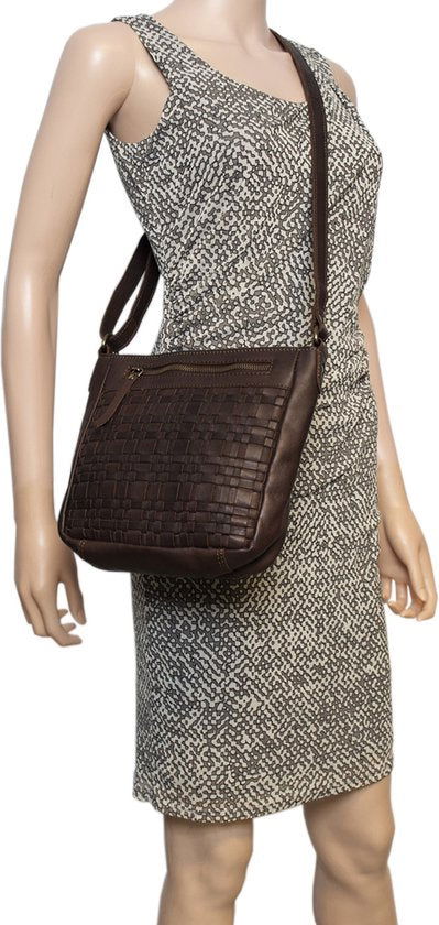 Schoudertas dames tassen schoudertassen vrouwen donkerbruin arrigo - Arrigo Leather Goods