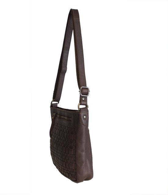 Schoudertas dames tassen schoudertassen vrouwen donkerbruin arrigo - Arrigo Leather Goods