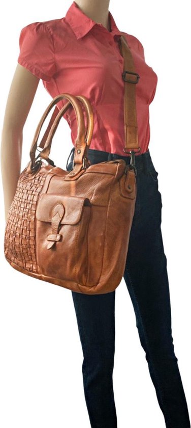 Schoudertas dames tassen schoudertassen vrouwen lichtbruin large arrigo - Arrigo.nl