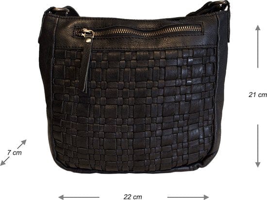 Schoudertas dames tassen schoudertassen vrouwen zwart leer arrigo - Arrigo Leather Goods