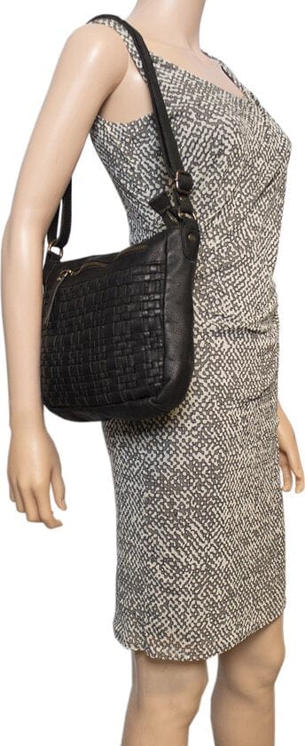 Schoudertas dames tassen schoudertassen vrouwen zwart leer arrigo - Arrigo Leather Goods