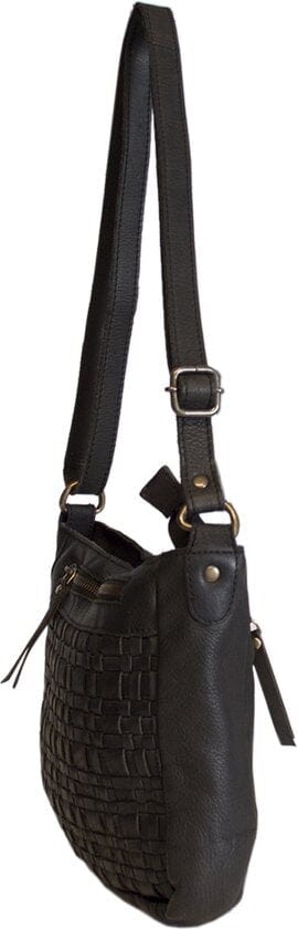 Schoudertas dames tassen schoudertassen vrouwen zwart leer arrigo - Arrigo Leather Goods