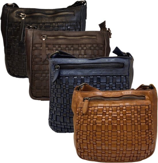 Schoudertas dames tassen schoudertassen vrouwen zwart leer arrigo - Arrigo Leather Goods