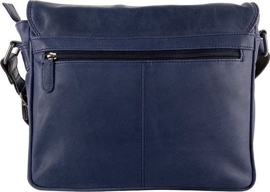 Schoudertas damestas messenger tas crossbody leer donkerblauw - Arrigo Leather Goods