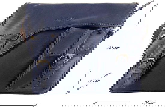 Schoudertas damestas messenger tas crossbody leer donkerblauw - Arrigo Leather Goods