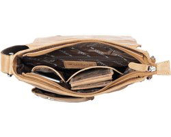 Schoudertas echt leder in de kleur taupe met een overslag - Arrigo Leather Goods