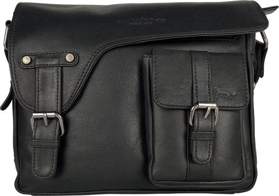 Schoudertas groen damestas messenger bag crossbody leer zwart - Arrigo Leather Goods