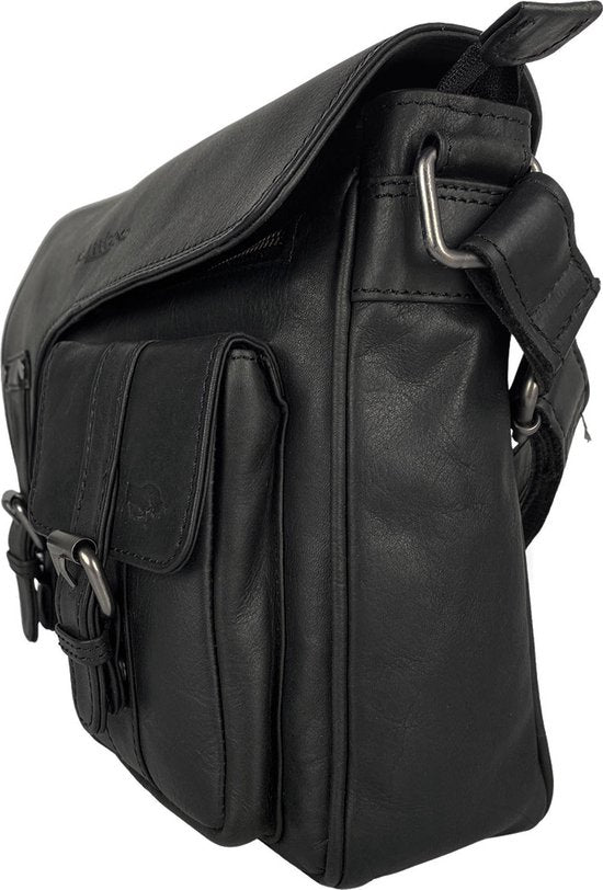 Schoudertas groen damestas messenger bag crossbody leer zwart - Arrigo Leather Goods