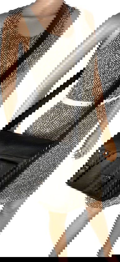 Schoudertas groen damestas messenger bag crossbody leer zwart - Arrigo Leather Goods