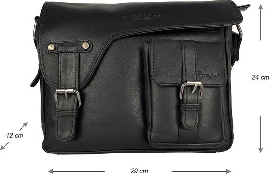 Schoudertas groen damestas messenger bag crossbody leer zwart - Arrigo Leather Goods