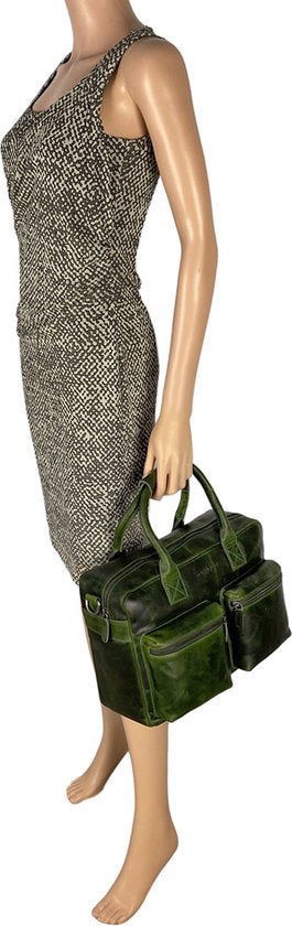 Schoudertas groen laptoptas cowboysbag grote tas werktas schooltas leer handtas - Arrigo.nl